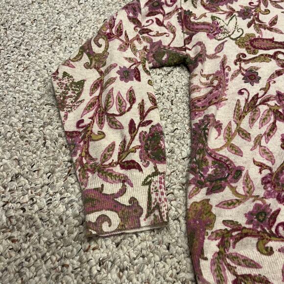Sundance Paisley Floral Pullover Sweater Sz L Cream Pink Feminine Wool Blend - Picture 3 of 6